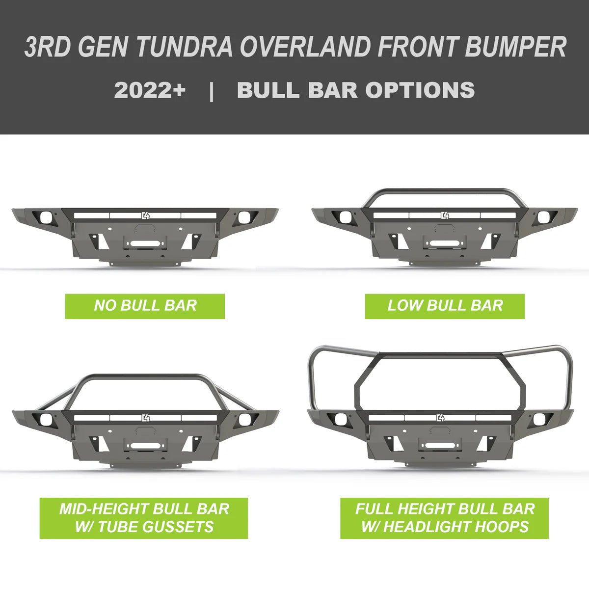C4 Tundra Overland Series Front Bumper / 3rd Gen / 2022+ with Full Height Bull Bar - 5 Hour Install