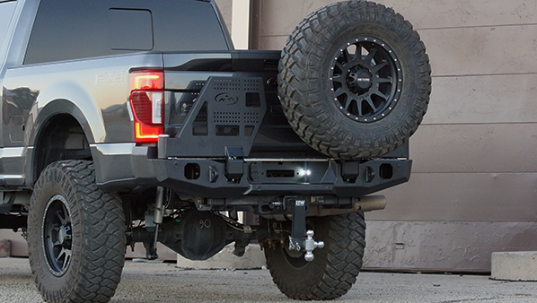Expedition One F250/350/450 RangeMax Rear Bumper w/Dual Swing Carrier System 2017+ w/ powder coat and base tire mount only