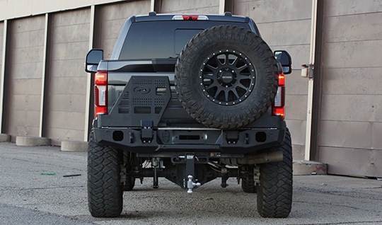 Expedition One F250/350/450 RangeMax Rear Bumper w/Dual Swing Carrier System 2017+ w/ powder coat and base tire mount only