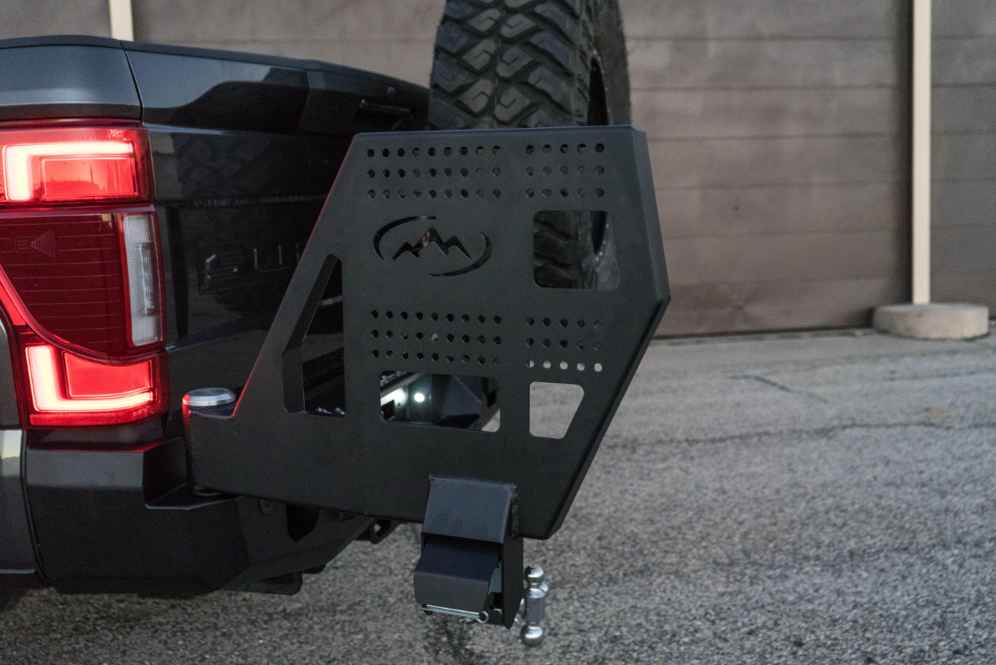 Expedition One F250/350/450 RangeMax Rear Bumper w/Dual Swing Carrier System 2017+ w/ powder coat and base tire mount only