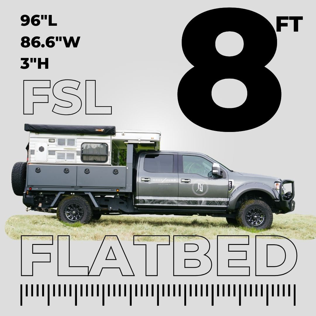 Full-Size Long Aluminum Flatbed Truck Body ONLY - Dimensions: 96"L x 86.6"W x 21.4"H
