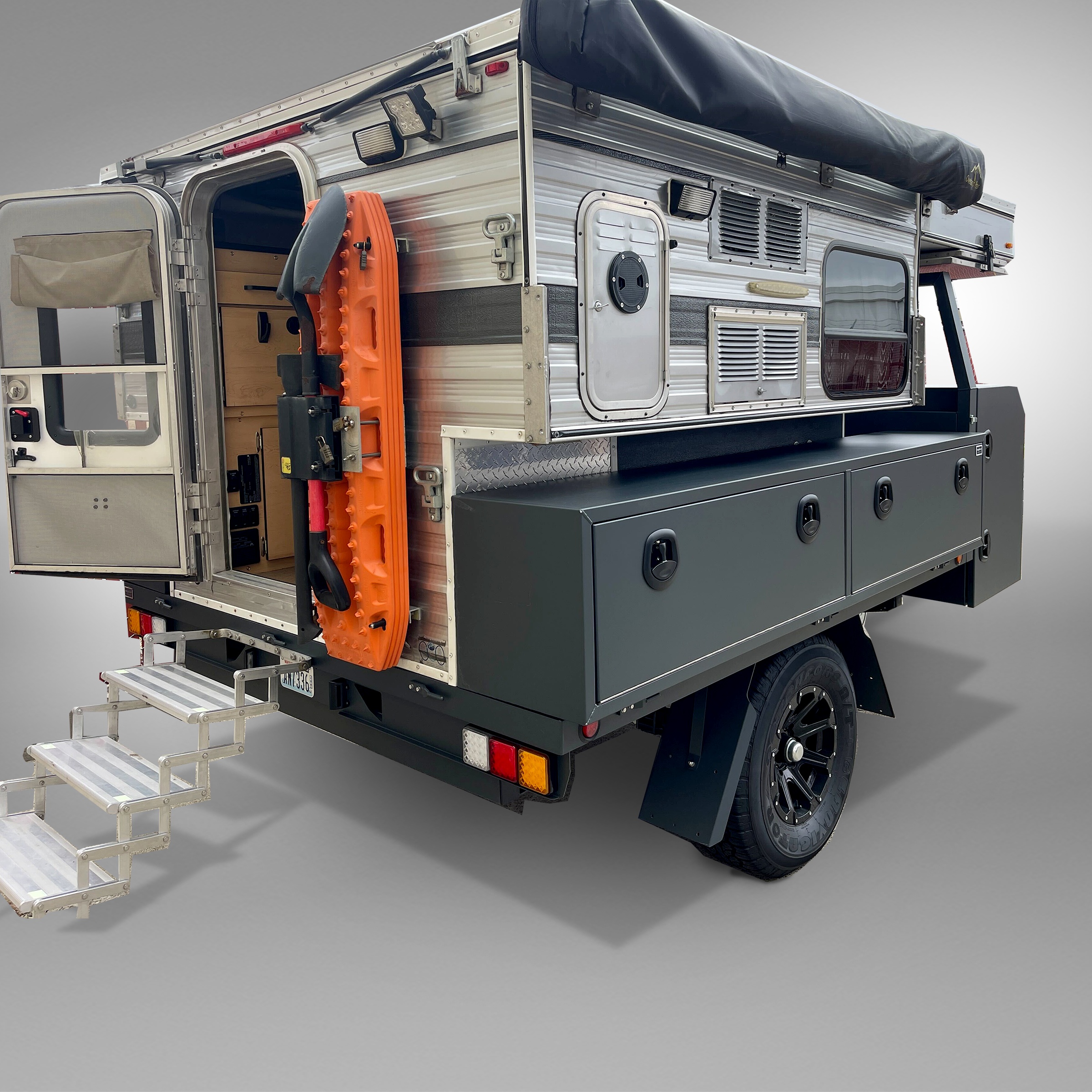 Mid-Size Long Aluminum Overland Trailer - with Headache Rack