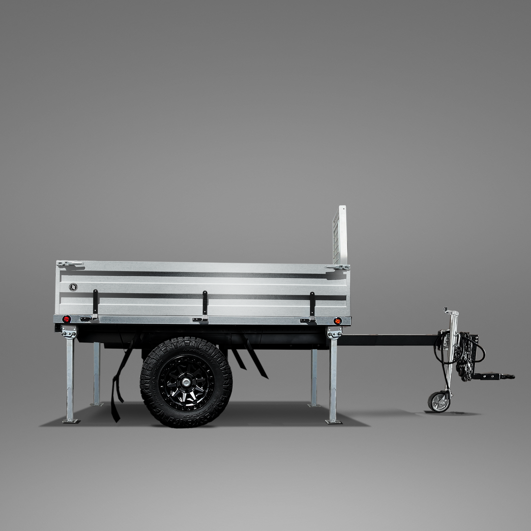 Mid-Size Long Aluminum Overland Trailer - 74.41"W x 76.18"L x 17.42"H - Next Jump Outfitters
