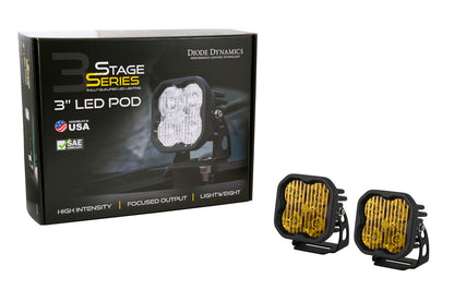 Fog Light - Diode Dynamics SS3 SAE Yellow Pro LED Pod (pair) w/ SAE Fog