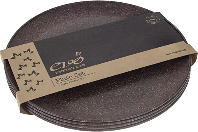 EVO Sustainable Goods 10" Plate, Set of Four, Dark Brown - Next Jump Outfitters